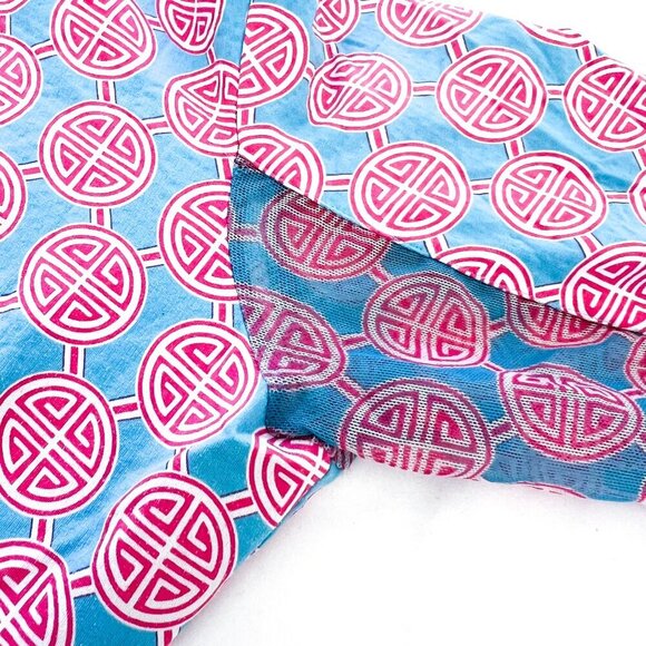 IBKUL Zip Long Sleeve Mock Neck Top Pink Blue medallion XL - Picture 5 of 10